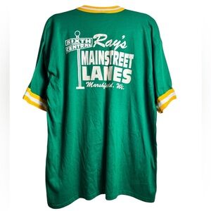 Vintage Dodger Green‎ Yellow V-Neck Bowling Shirt “Ray’s Mainstreet Lanes WI” XL